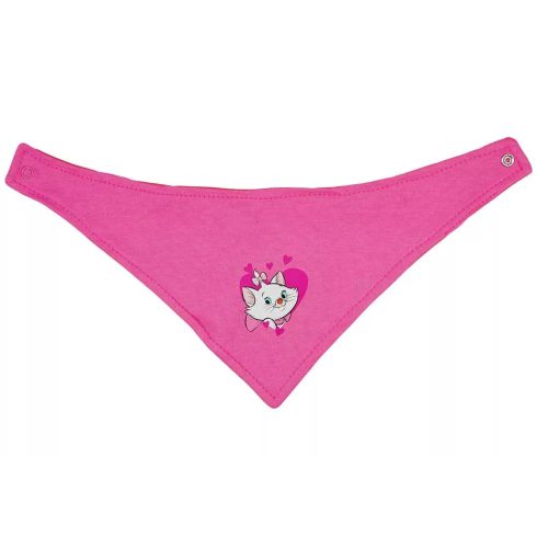 Háromszög nyálkendő Marie cica mintával - pink