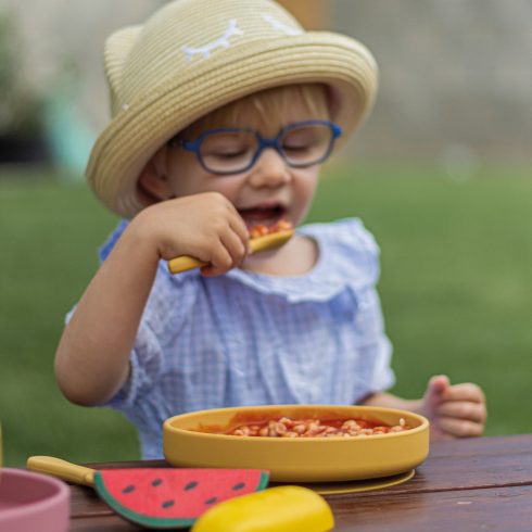 P&M Szilikon tányér tapadókoronggal Take&Match Sweet Pea 6m+