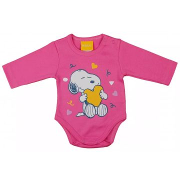   Hosszú ujjú baba body Snoopy mintával  (50) - világos pink