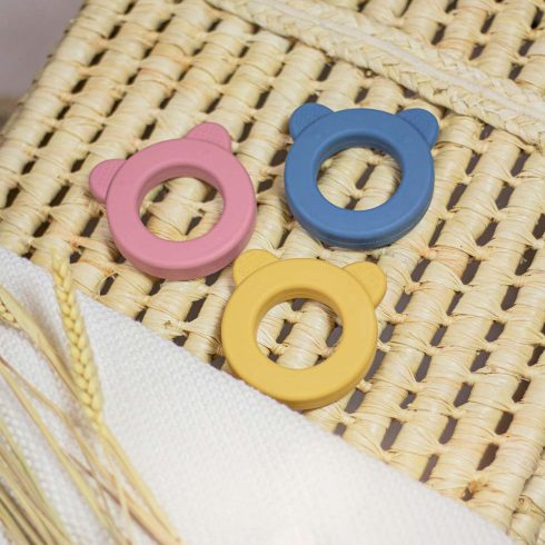 P&M Beary Szilikon rágóka csörgővel Petrol Blue 0m+