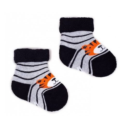 Yo! Baby frottír zokni 3-6 hó - fekete/ szürke tigris