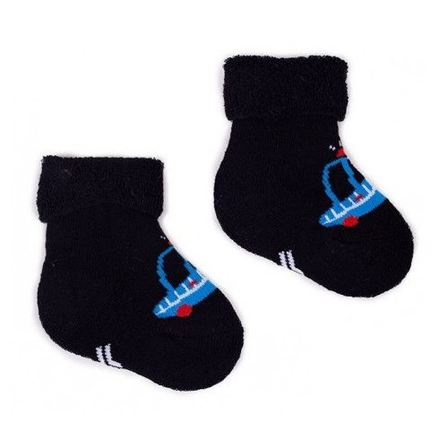 Yoclub frottír zokni 6-9 hó - fekete rendőrautó