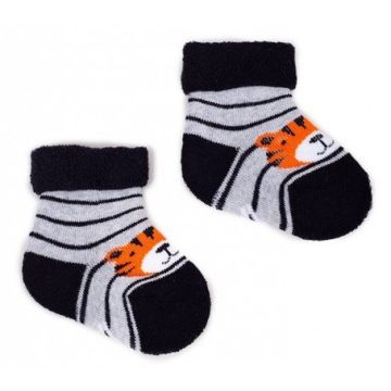Yoclub frottír zokni 6-9 hó - fekete/ szürke tigris