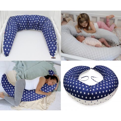 Scamp formázott gombos végű párna - kék/fehér csillagos