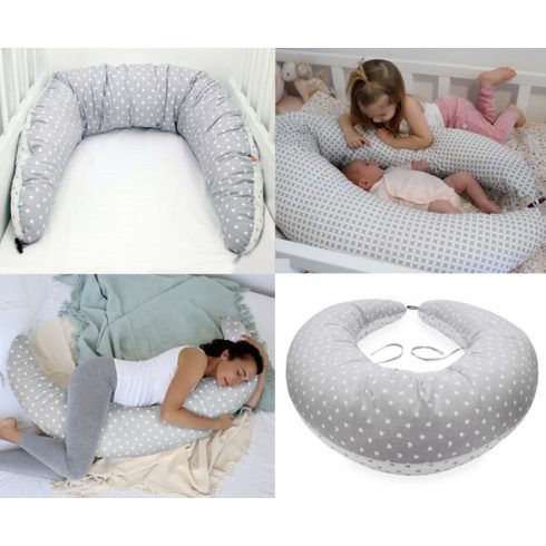 Scamp formázott gombos végű párna - szürke szívecske