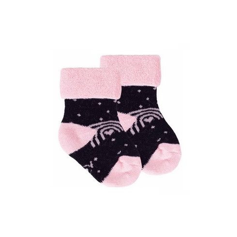 Yo! Baby frottír zokni 6-9 hó - fekete/rózsaszín