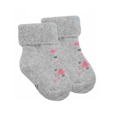   Yo! Baby frottír zokni 6-9 hó - szürke/rózsaszín szívecske 