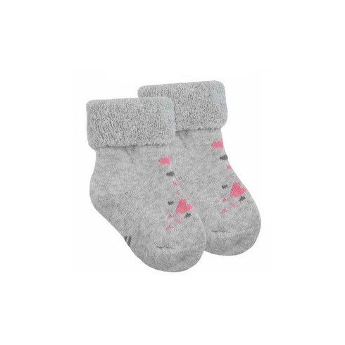 Yo! Baby frottír zokni 6-9 hó - szürke/rózsaszín szívecske 