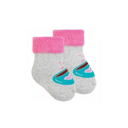 Yo! Baby frottír zokni 6-9 hó - szürke/türkiz csésze