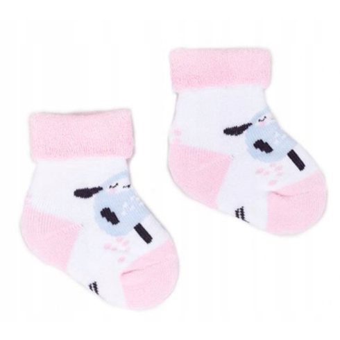 Yo! Baby frottír zokni 6-9 hó - fehér/rózsaszín  bárány