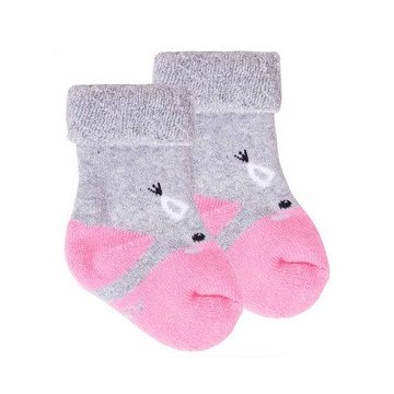 Yo! Baby frottír zokni 6-9 hó - szürke/rózsaszín maci