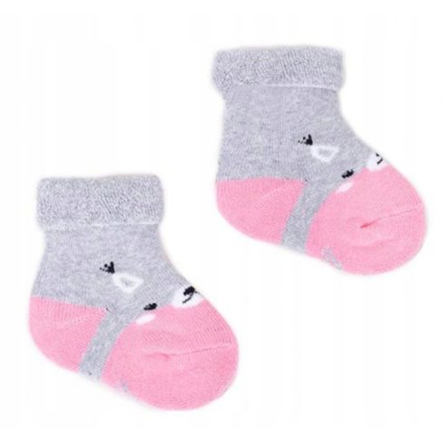 Yo! Baby frottír zokni 6-9 hó - szürke/rózsaszín maci