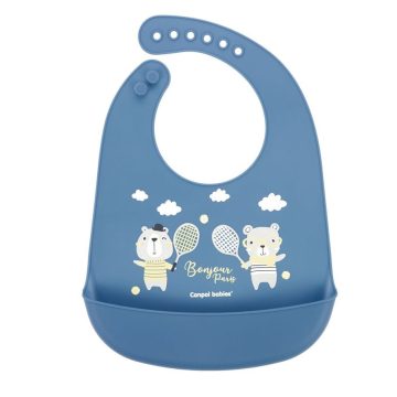Canpol babies Szilikon előke zsebbel Bonjour Paris blue