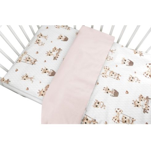 Baby Shop 2 részes babaágynemű - zsiráf bézs/rózsaszín