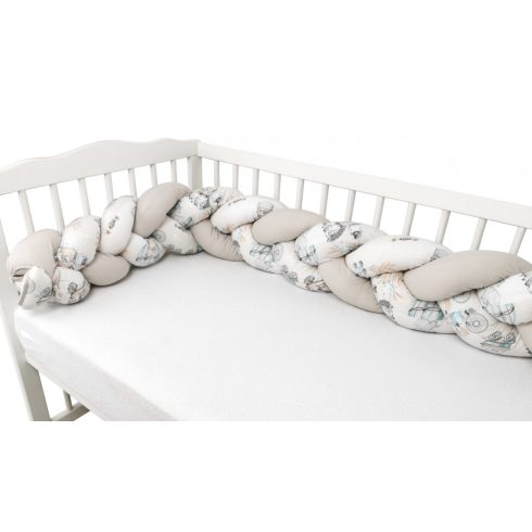 Baby Shop prémium fonott fejvédő kiságyba 250cm - Happy Zoo 