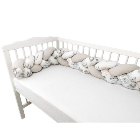 Baby Shop prémium fonott fejvédő kiságyba 250cm - Happy Zoo 