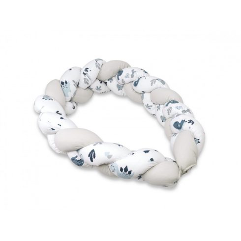 Baby Shop prémium fonott fejvédő kiságyba 250cm - kék dinó 