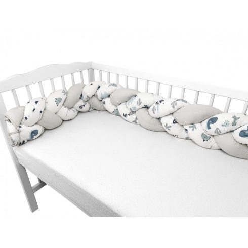 Baby Shop prémium fonott fejvédő kiságyba 250cm - kék dinó 