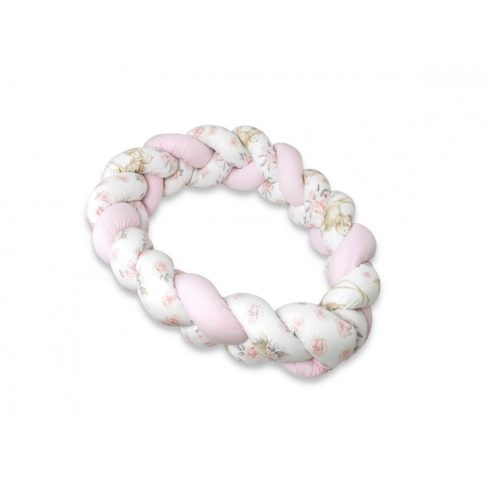 Baby Shop prémium fonott fejvédő kiságyba 250cm - rózsaszín őzike 