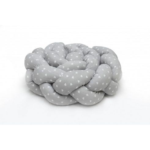 Prémium fonott fejvédő kiságyba 210cm - szürke szívecske 