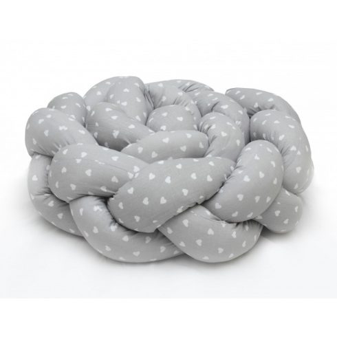 Prémium fonott fejvédő kiságyba 210cm - szürke szívecske 
