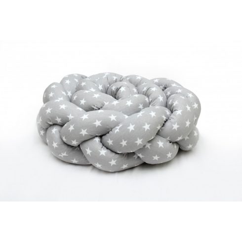 Prémium fonott fejvédő kiságyba 210cm - szürke csillagos 