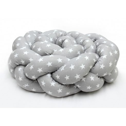 Prémium fonott fejvédő kiságyba 210cm - szürke csillagos 