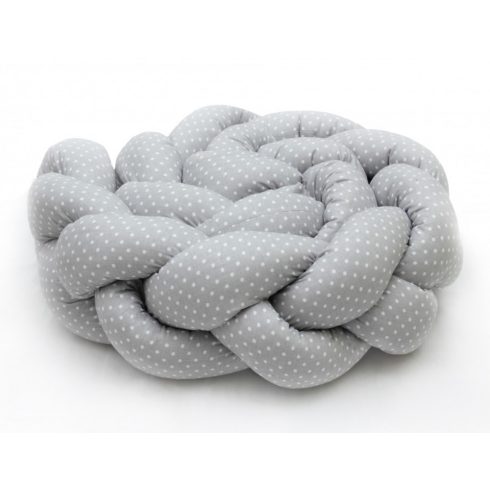 Prémium fonott fejvédő kiságyba 210cm - szürke pöttyös 