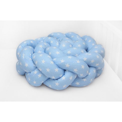 Prémium fonott fejvédő kiságyba 210cm - kék csillagos 