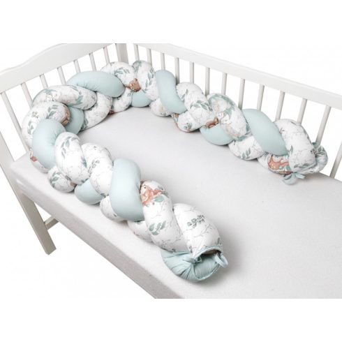 Baby Shop prémium fonott fejvédő kiságyba 220cm - Lulu Natural menta 