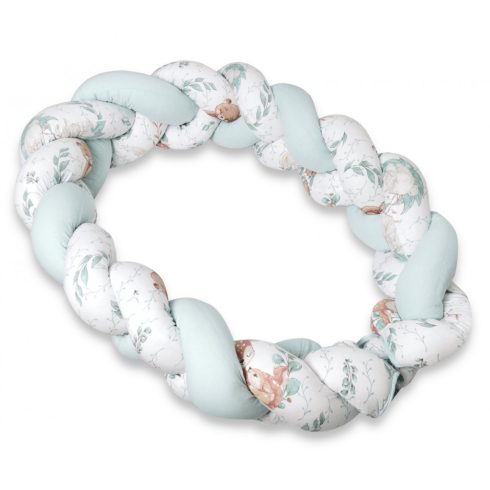 Baby Shop prémium fonott fejvédő kiságyba 220cm - Lulu Natural menta 