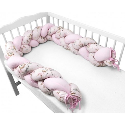 Baby Shop prémium fonott fejvédő kiságyba 250cm - Kis balerina rózsaszín 