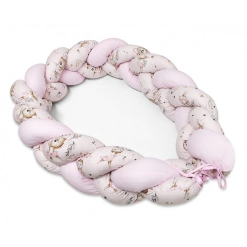 Baby Shop prémium fonott fejvédő kiságyba 250cm - Kis balerina rózsaszín 