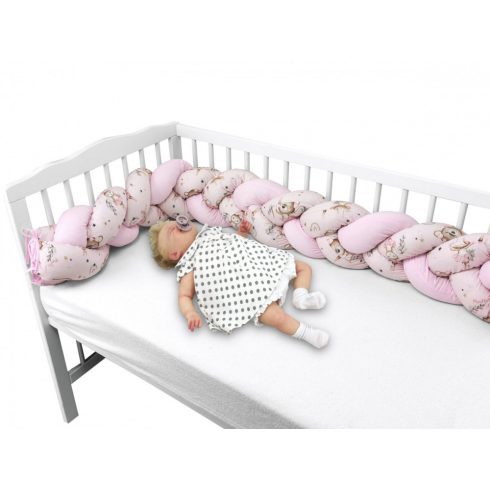 Baby Shop prémium fonott fejvédő kiságyba 250cm - Kis balerina rózsaszín 
