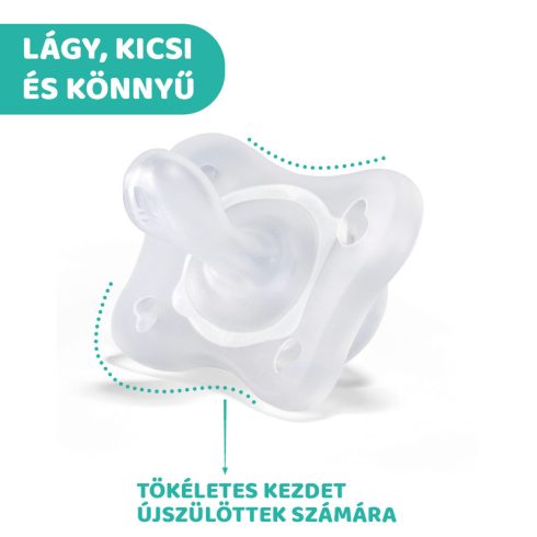 Chicco PhysioForma®  Mini Soft szilikon cumi 0-2 hó, 2 db rózsaszín