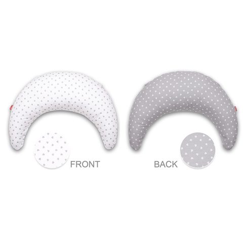 Scamp félhold párna - Little Heart White Gray