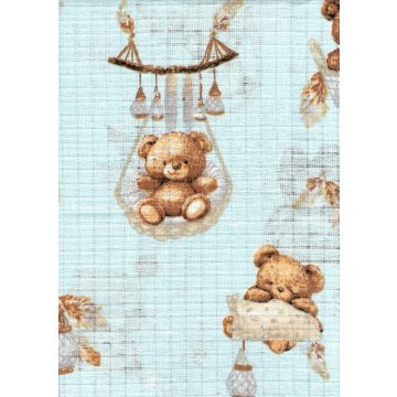 Mintás textil pelenka 1db-os - Lámpás maci kék