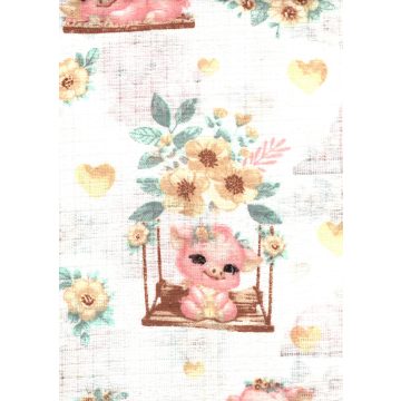 Mintás textil pelenka 1db-os - Boldog malac rózsaszín 
