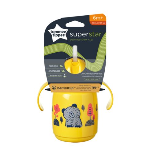 Tommee Tippee Superstar Training Straw cup szívószálas itatópohár 300 ml 6m+ - Sárga