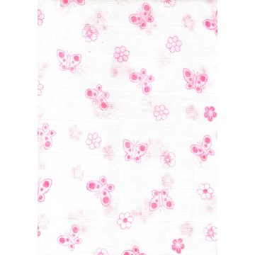 Mintás textil pelenka 1db-os - rózsaszín pillangó