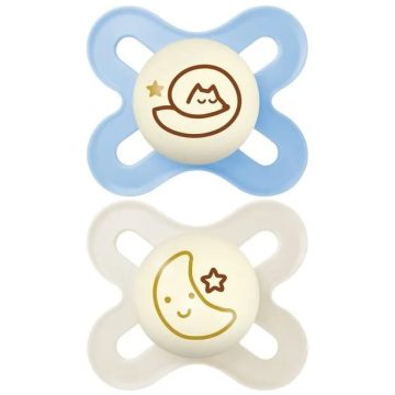   MAM Original Start Night szilikon nyugtató cumi 2db 0+hó (kék/bézs)