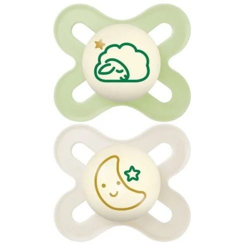 MAM Original Start Night szilikon nyugtató cumi 2db 0+hó (zöld/bézs)