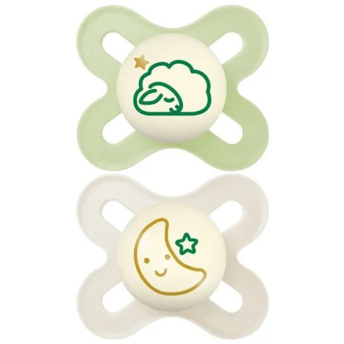 MAM Original Start Night szilikon nyugtató cumi 2db 0+hó (zöld/bézs)