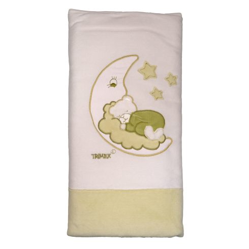 Trimex bélelt plüss takaró 70x100cm - holdon alvó maci fehér/zöld