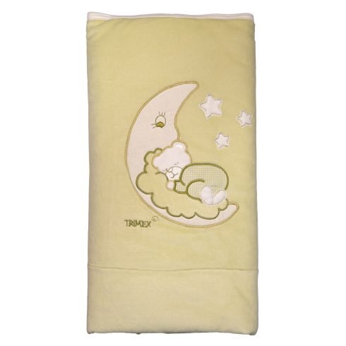 Trimex bélelt plüss takaró 70x100cm - holdon alvó maci zöld