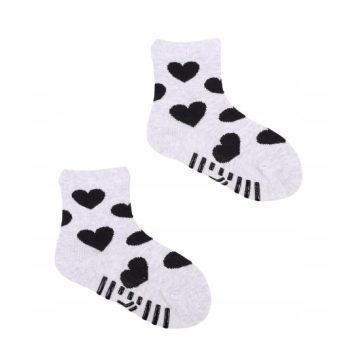   Yoclub ABS csúszásgátlós zokni 20/22 - szürke/fekete szívek