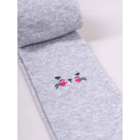 Yo! Baby pamut harisnyanadrág lány (80-86) - szürke/szemüveges cica