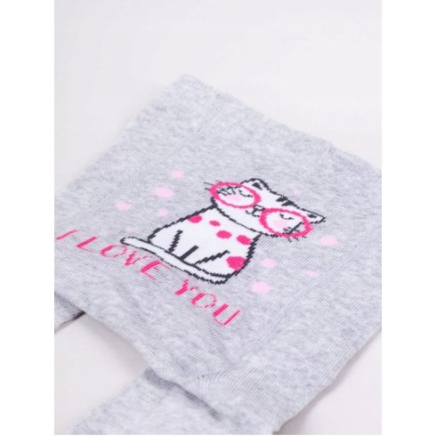 Yo! Baby pamut harisnyanadrág lány (80-86) - szürke/szemüveges cica