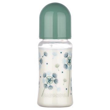   Baby-Nova Anti-Colic cumisüveg széles 300 ml szilikon cumival 0-24 hó - zöld 
