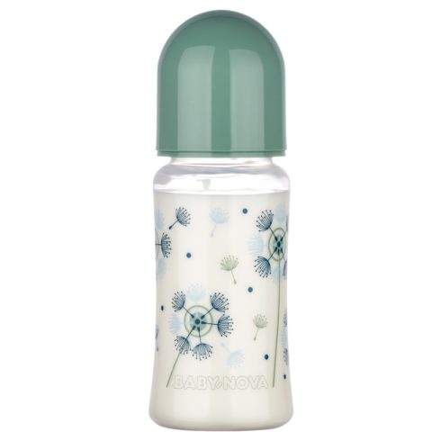 Baby-Nova Anti-Colic cumisüveg széles 300 ml szilikon cumival 0-24 hó - zöld 